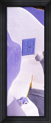 Framed Blue door, Santorini, Greece Print