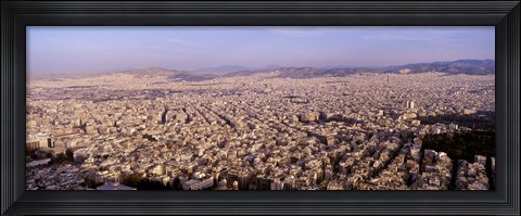 Framed Aerial view of a city, Athens, Greece Print