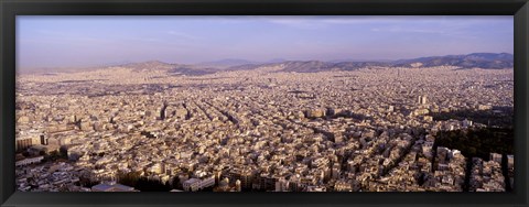 Framed Aerial view of a city, Athens, Greece Print