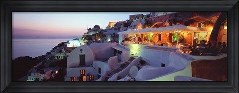 Framed Terrace overlooking the Caldera, Santorini, Greece Print