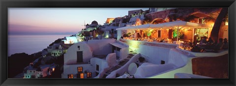 Framed Terrace overlooking the Caldera, Santorini, Greece Print