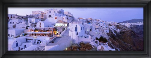 Framed White washed buildings, Santorini, Greece Print