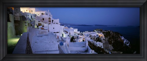Framed Terrace of the buildings, Santorini, Cyclades Islands, Greece Print