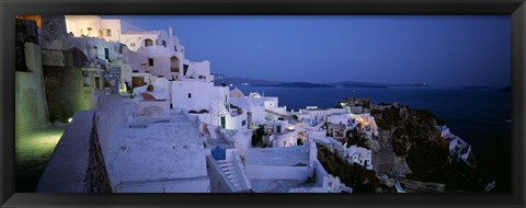 Framed Terrace of the buildings, Santorini, Cyclades Islands, Greece Print