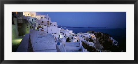 Framed Terrace of the buildings, Santorini, Cyclades Islands, Greece Print