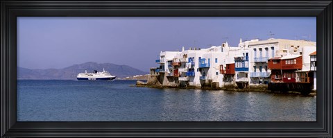 Framed Buildings at the waterfront, Mykonos, Cyclades Islands, Greece Print
