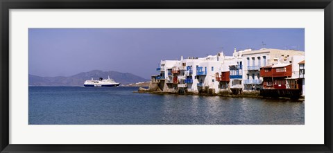 Framed Buildings at the waterfront, Mykonos, Cyclades Islands, Greece Print