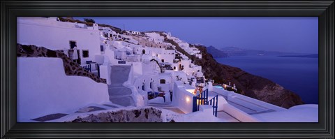 Framed Buildings in a city at dusk, Santorini, Cyclades Islands, Greece Print