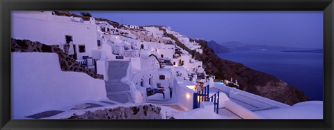 Framed Buildings in a city at dusk, Santorini, Cyclades Islands, Greece Print