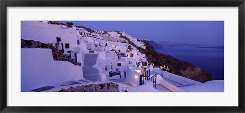 Framed Buildings in a city at dusk, Santorini, Cyclades Islands, Greece Print