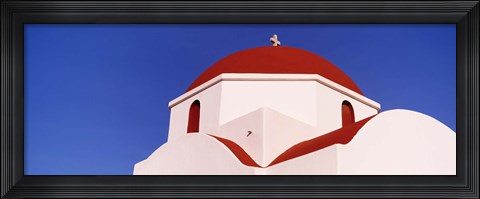 Framed Church with red dome, Mykonos, Cyclades Islands, Greece Print