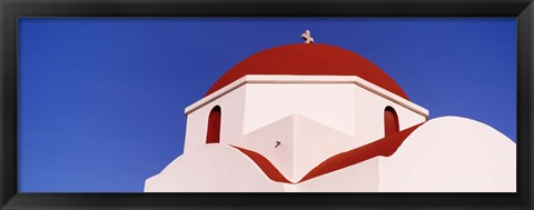 Framed Church with red dome, Mykonos, Cyclades Islands, Greece Print