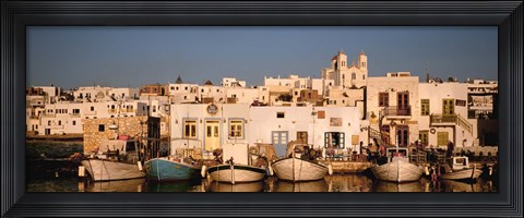 Framed Boats at the waterfront, Paros, Cyclades Islands, Greece Print