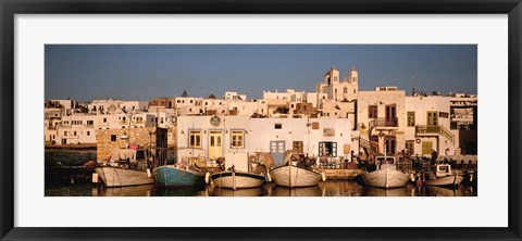 Framed Boats at the waterfront, Paros, Cyclades Islands, Greece Print