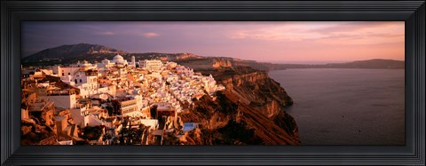 Framed Aerial view of town, Santorini, Greece Print