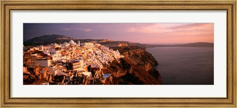 Framed Aerial view of town, Santorini, Greece Print