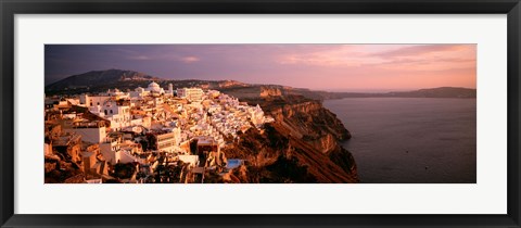 Framed Aerial view of town, Santorini, Greece Print