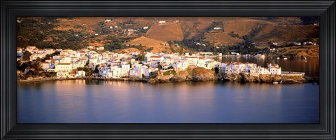 Framed Buildings at the waterfront, Andros, Cyclades Islands, Greece Print