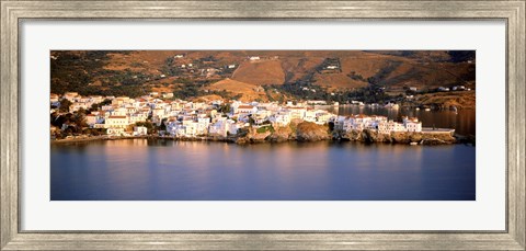 Framed Buildings at the waterfront, Andros, Cyclades Islands, Greece Print