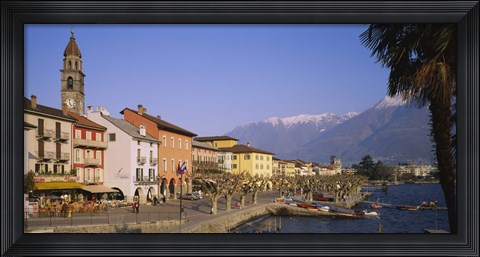 Framed Buildings at the waterfront, Lake Maggiore, Ascona, Switzerland Print