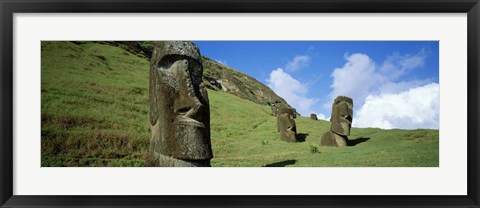 Framed Stone Heads, Easter Islands, Chile Print