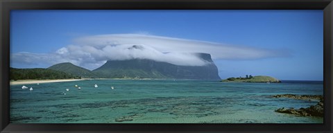 Framed Boats Floating In The Sea, Lord Howe Island, New South Wales, United Kingdom, Australia Print