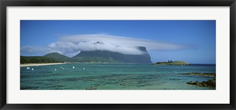 Framed Boats Floating In The Sea, Lord Howe Island, New South Wales, United Kingdom, Australia Print