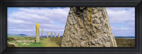 Framed Ring Of Brodgar with view of a loch, Orkney Islands, Scotland, United Kingdom Print