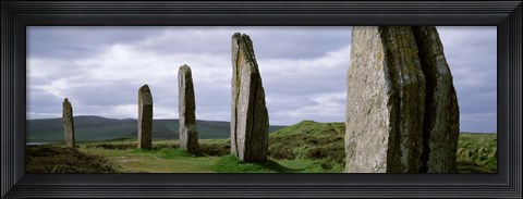 Framed Ring Of Brodgar with view of the hills, Orkney Islands, Scotland, United Kingdom Print