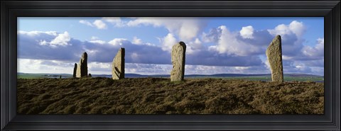 Framed Ring Of Brodgar on a cloudy day, Orkney Islands, Scotland, United Kingdom Print