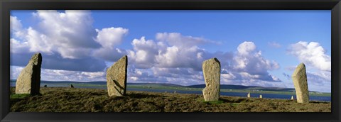 Framed 4 stone pillars in the Ring Of Brodgar, Orkney Islands, Scotland, United Kingdom Print