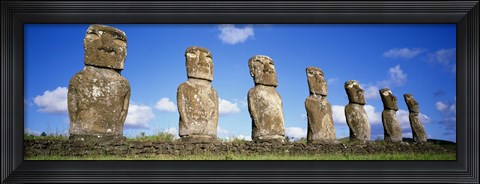 Framed Row of Stone Heads, Easter Islands, Chile Print