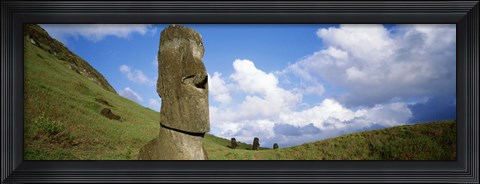 Framed Stone Heads with Clouds, Easter Islands, Chile Print