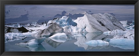 Framed Glacier Floating On Water, Vatnajokull Glacier, Iceland Print