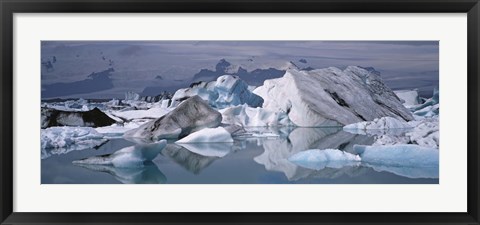 Framed Glacier Floating On Water, Vatnajokull Glacier, Iceland Print