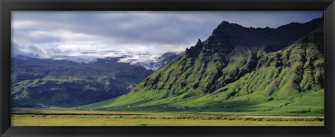 Framed View Of Farm And Cliff In The South Coast, Sheer Basalt Cliffs, South Coast, Iceland Print