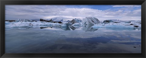 Framed Ice Berg Floating On The Water, Vatnajokull Glacier, Iceland Print