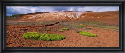 Framed Steam Emitting From The Ground, Lehmjukur Thermal Area, Iceland Print