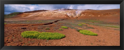 Framed Steam Emitting From The Ground, Lehmjukur Thermal Area, Iceland Print