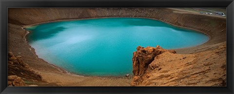 Framed Lake On The Volcano, Blue Lake, Viti Crater, Iceland Print