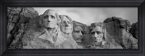 Framed Mount Rushmore (Black And White) Print