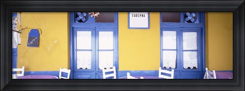 Framed Greece, Hydra, Empty restaurant Print