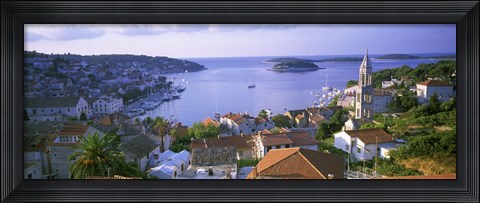Framed Town On The Waterfront, Hvar Island, Hvar, Croatia Print