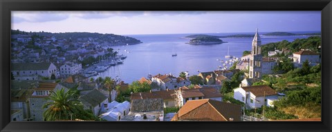 Framed Town On The Waterfront, Hvar Island, Hvar, Croatia Print