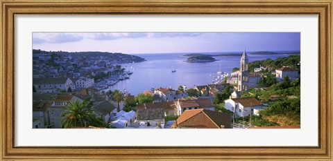 Framed Town On The Waterfront, Hvar Island, Hvar, Croatia Print