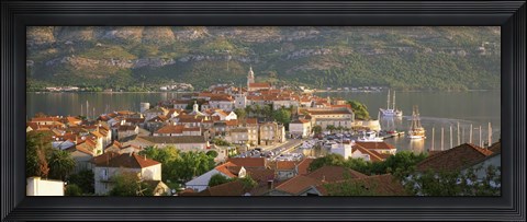 Framed Croatia, Korcula, Korcula Island, City on the waterfront Print