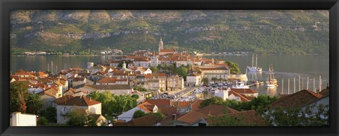 Framed Croatia, Korcula, Korcula Island, City on the waterfront Print