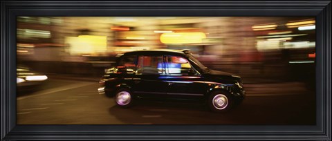 Framed England, London, Black cab in the night Print