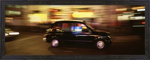 Framed England, London, Black cab in the night Print