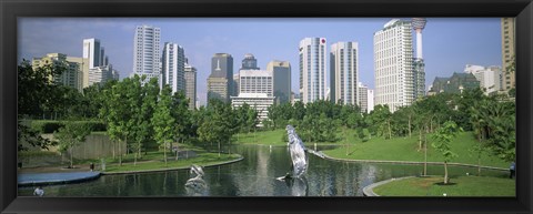 Framed Park In The City, Petronas Twin Towers, Kuala Lumpur, Malaysia Print